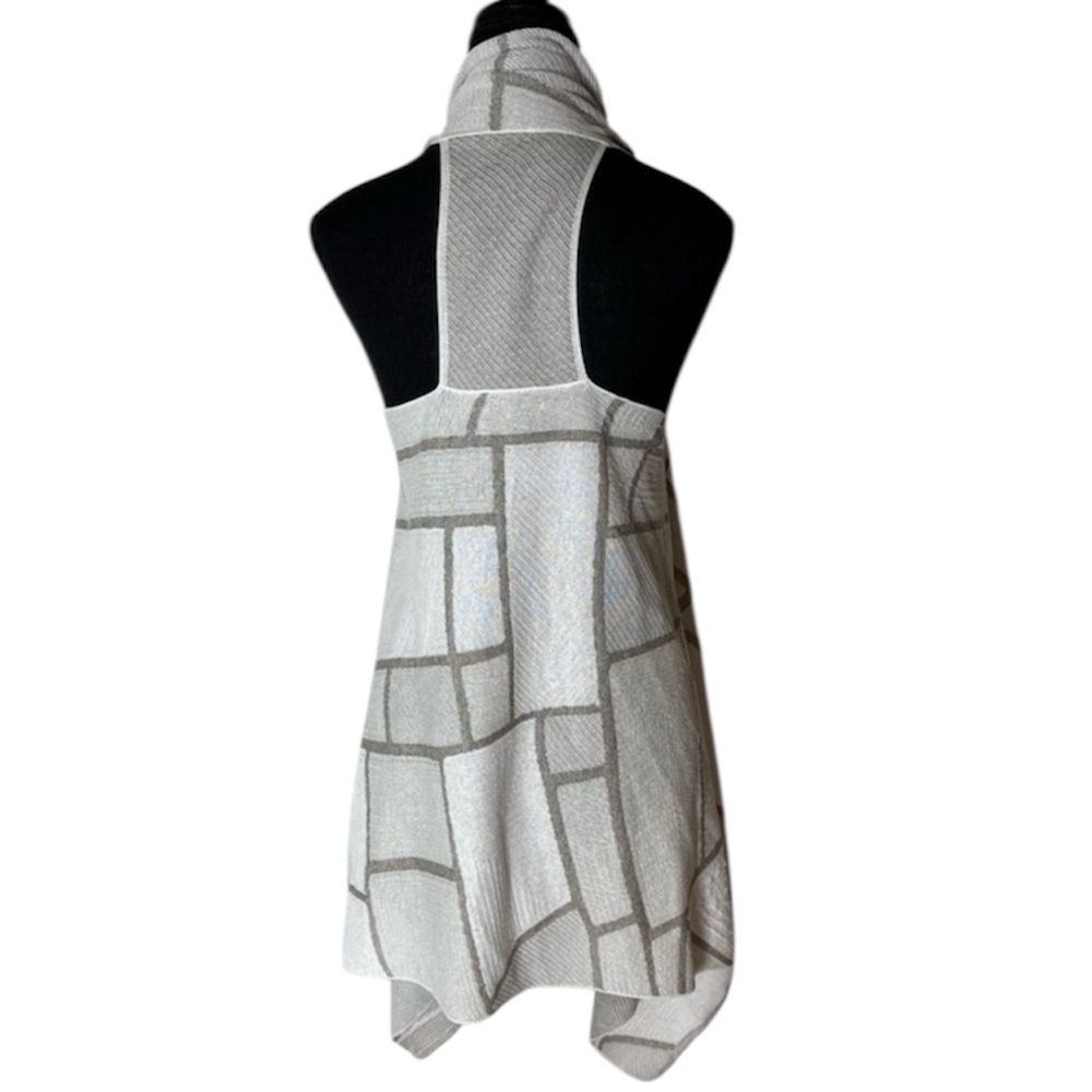 SARAH PACINI Sand Landscape Cotton Knit Vest Cardigan Open High Low Medium Large